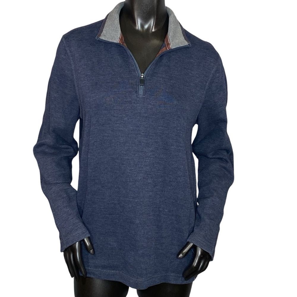 Eddie Bauer Mens 1-4 Zip Pullover Mens Size Small Two Tone Blue and Gray